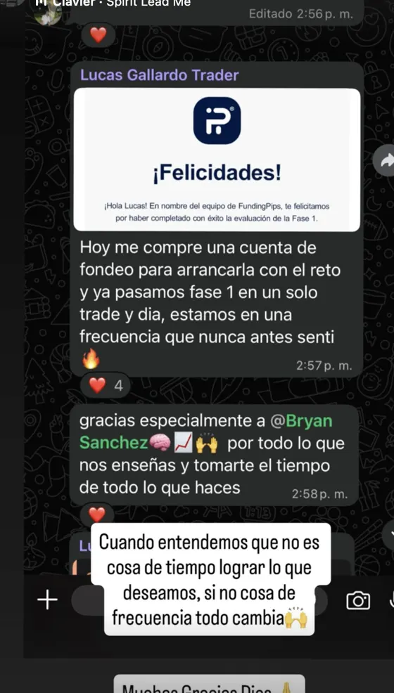 Lucas cuenta que pasó la fase 1 de su cuenta de fondeo en un solo trade